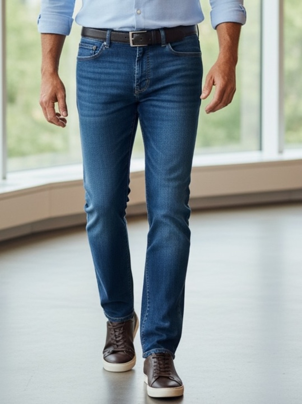 Warp + Weft Men's Straight Leg Classic Blue Denim Jeans Size 33x32 EUC
